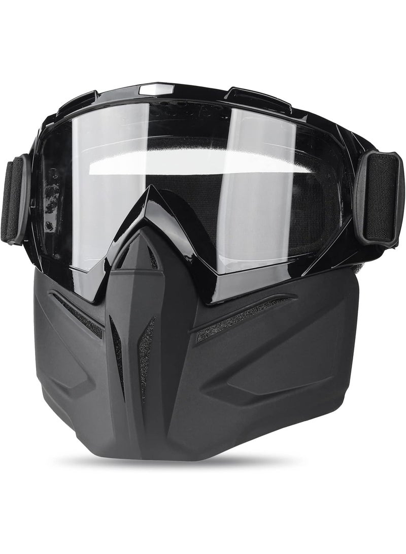 Bukela Detachable Protective Goggles For Motorcycles, Full-Face Airsoft Mask, Protective Equipment Compatible With Helmets For Men, Women, Children And Young People, Detachable Transparent Goggles For ATVs And Motorcycles. - Image 1